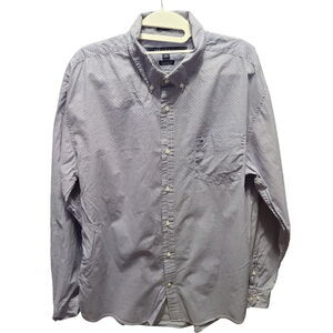 Tommy Hilfiger Mens Button Up Shirt Blue Size XL 100% Cotton Long Sleeve Logo